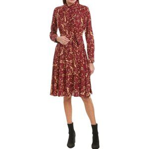 Nanette Lepore Burgundy Floral Button-Down Midi Dress Size 10